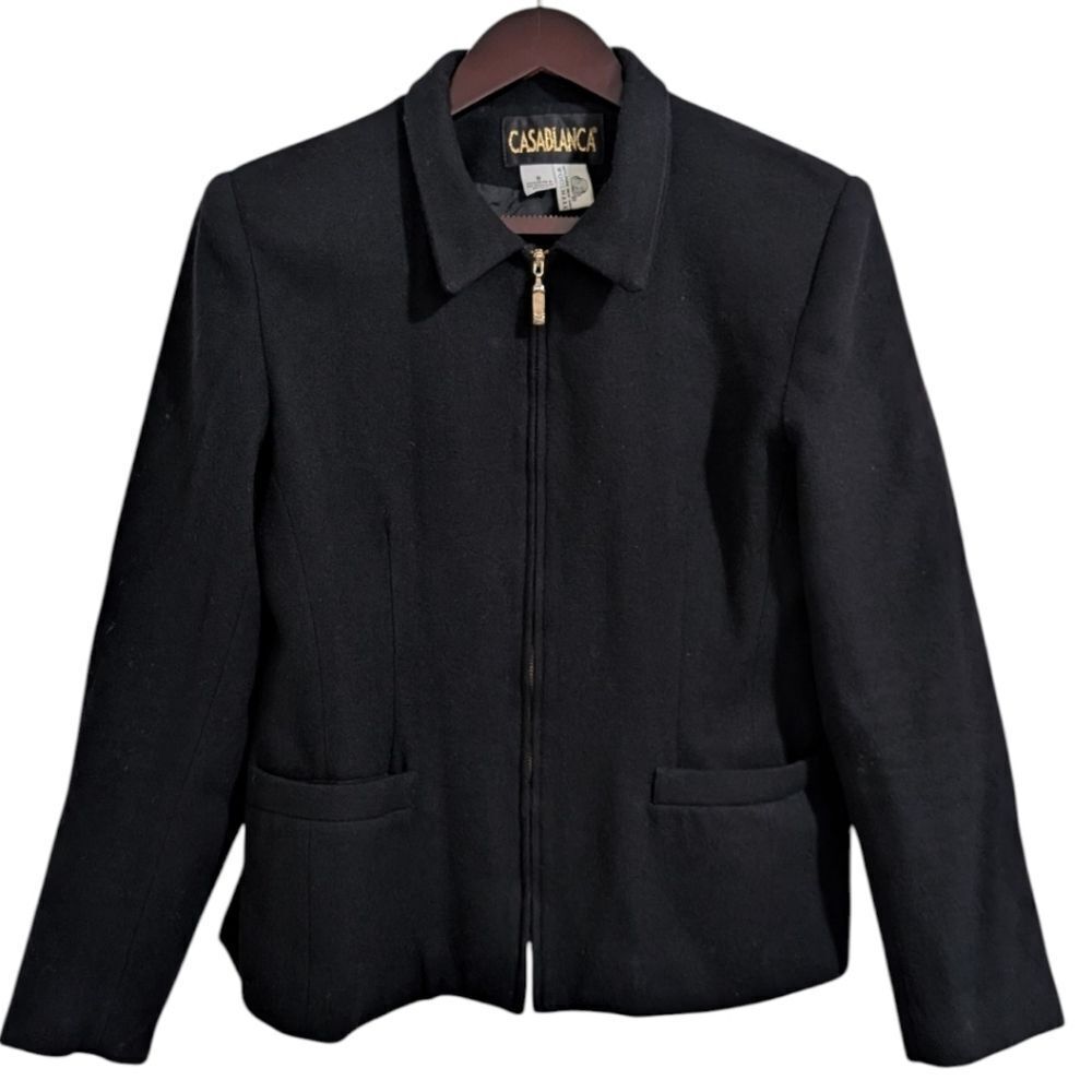 Vintage 80s-90's Casablanca Women's 8 Wool Short Jacket - Black